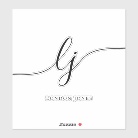 Aangepaste naam Modern Script Initialen Laptop Sticker (Vel)