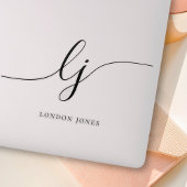 Aangepaste naam Modern Script Initialen Laptop Sticker