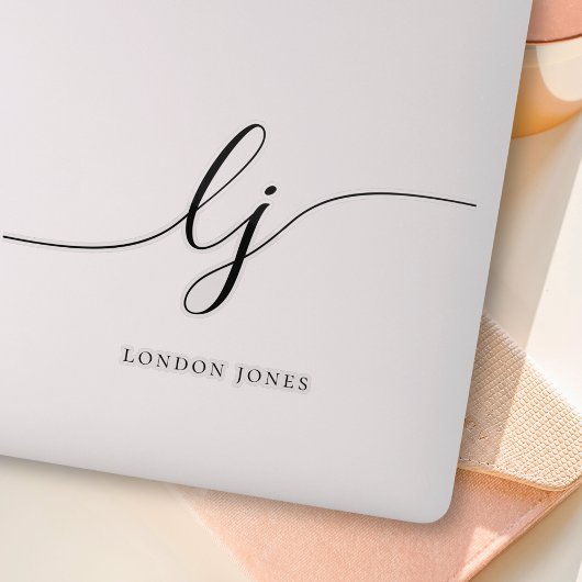 Aangepaste naam Modern Script Initialen Laptop Sticker