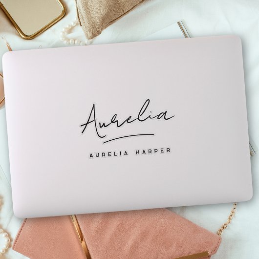 Aangepaste naam Modern Script Signature Logo Lapto Sticker
