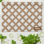 Aangepaste naam modern trendpatroon wit bruin chic theedoek (Gevouwen)