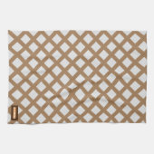 Aangepaste naam modern trendpatroon wit bruin chic theedoek (Horizontaal)