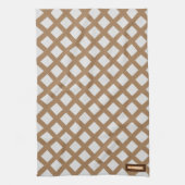 Aangepaste naam modern trendpatroon wit bruin chic theedoek (Verticaal)