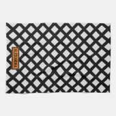Aangepaste naam modern trendpatroon zwart wit chic theedoek (Horizontaal)