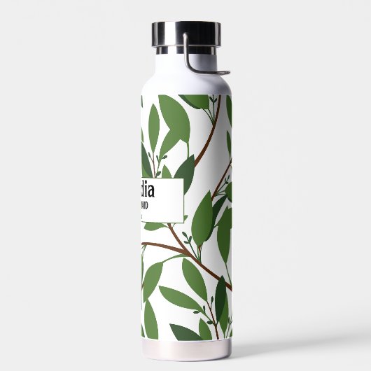 Aangepaste naam Modern Wedding Olive Branch Green Waterfles (Links)