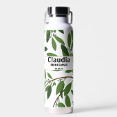 Aangepaste naam Modern Wedding Olive Branch Green Waterfles (Voorkant)