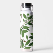 Aangepaste naam Modern Wedding Olive Branch Green Waterfles (Achterkant)