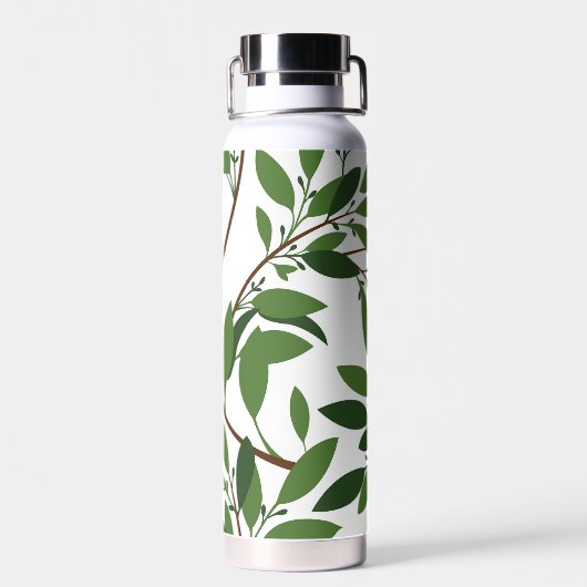 Aangepaste naam Modern Wedding Olive Branch Green Waterfles (Achterkant)