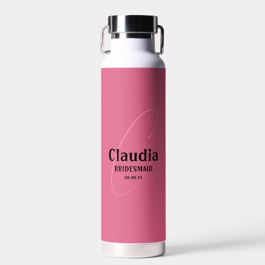 Aangepaste naam Modern Wedding Struik Roze Waterfles (Voorkant)