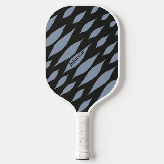 Aangepaste naam modern zwart-wit en blauw patroon pickleball paddle (Voorkant)
