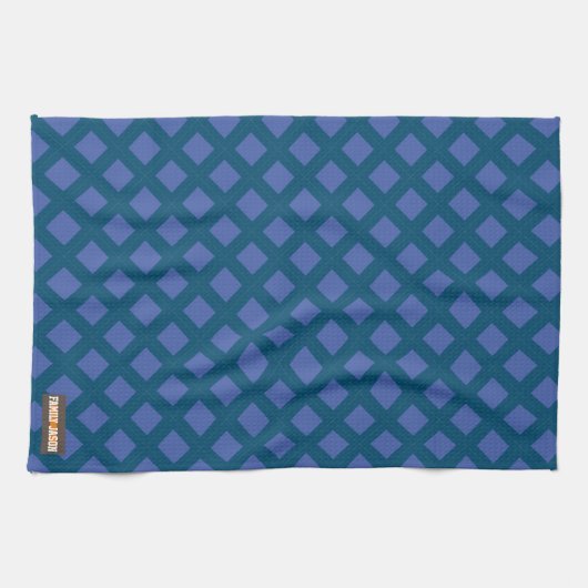 Aangepaste naam moderne blauw, stijlvolle diamant  theedoek (Horizontaal)