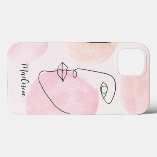 Aangepaste naam moderne gezichtslijn Case-Mate iPhone case (Achterkant (horizontaal))