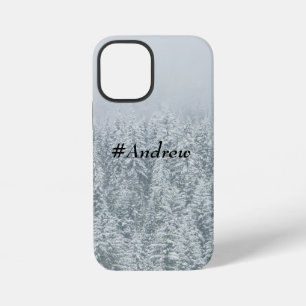 Aangepaste naam Moderne klassieke vinter bomen gri iPhone 12 Mini Hoesje