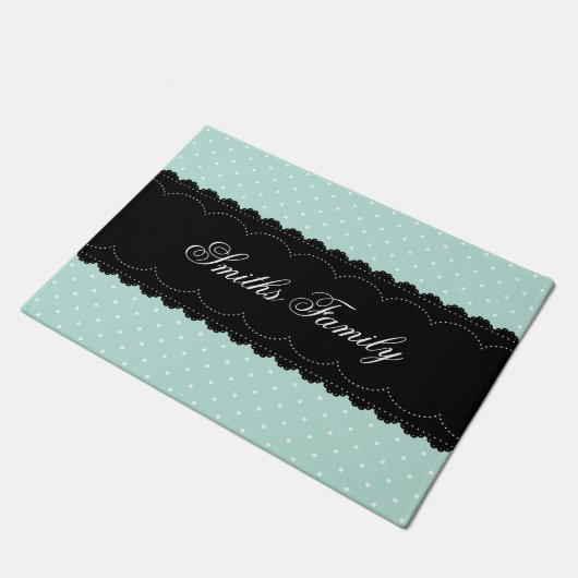 Aangepaste naam moderne mint-zwart ontwerp deurmat (Schuin)