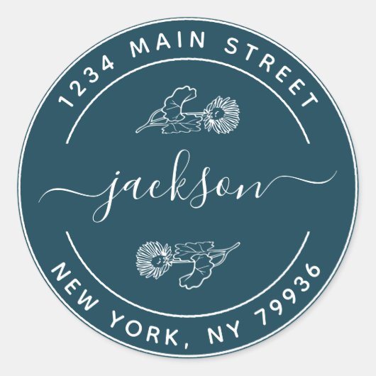 Aangepaste naam moderne ronde retouradres sticker (Voorkant)