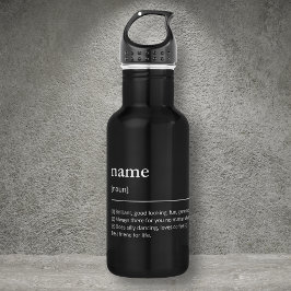 Aangepaste naam moderne typografie zwart woordenbo waterfles 