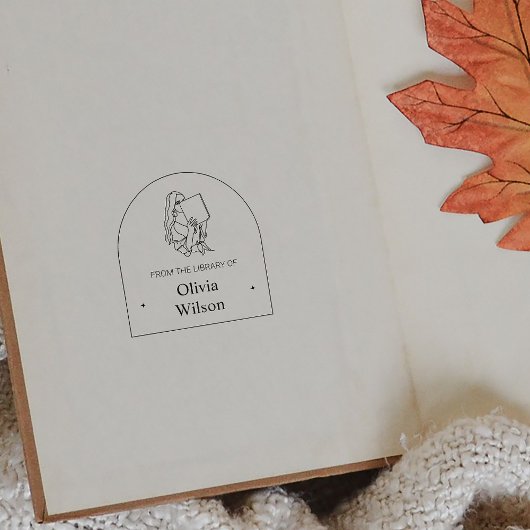 Aangepaste naam Moderne vrouw uit de bibliotheek v Rubberstempel