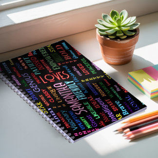 Aangepaste naam Moderne woordkunst Voeg uw eigen w Notitieboek