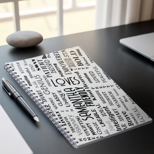 Aangepaste naam Moderne woordkunst Voeg uw eigen w Notitieboek