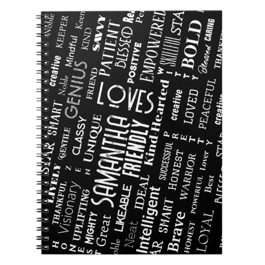 Aangepaste naam Moderne woordkunst Voeg uw eigen w Notitieboek (Voorkant)