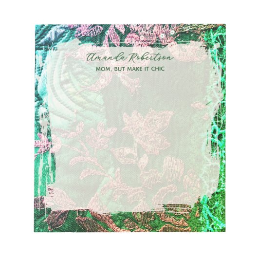 Aangepaste naam Moeder citaat Chic Elegante Groen Notitieblok (Voorkant)