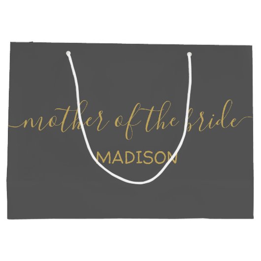 Aangepaste naam moeder van de bruid goud schrift g groot cadeauzakje (Achterkant)