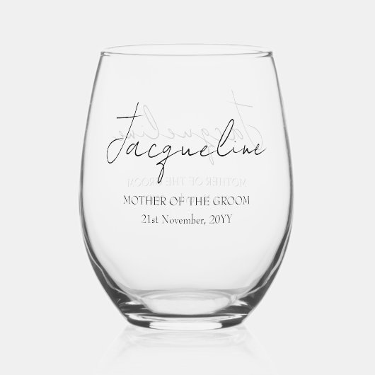 Aangepaste naam Moeder van de bruidegom Wijnglas Zonder Voet (Achterkant)