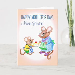 Aangepaste naam Moederdag met Cute Mice Kaart