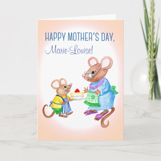 Aangepaste naam Moederdag met Cute Mice Kaart (Voorkant)