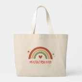 Aangepaste naam Moederschap Boho Regenboog Katoene Grote Tote Bag (Achterkant)