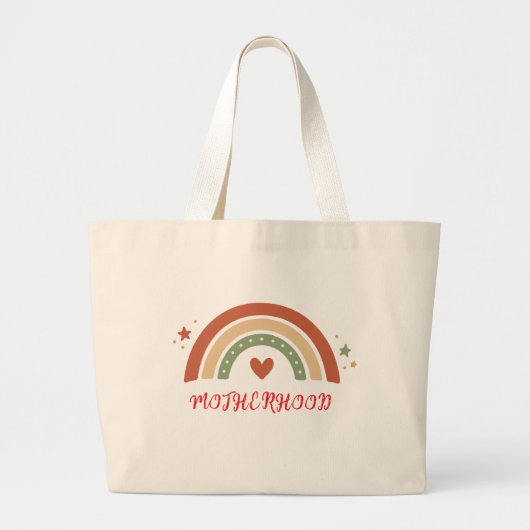 Aangepaste naam Moederschap Boho Regenboog Katoene Grote Tote Bag (Voorkant)