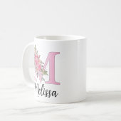 Aangepaste naam Mok - Elegant "M" Initiaal ontwerp (Voorkant links)