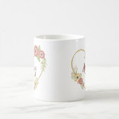 Aangepaste naam Mok, Floral Heart op maat Koffiemok (Center)