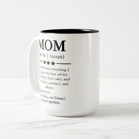 Aangepaste naam mok, Gift voor moeder, Moederdag c Tweekleurige Koffiemok (Voorkant links)