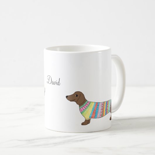 Aangepaste naam Mok persoonlijke mok Dachshund Wie (Voorkant rechts)