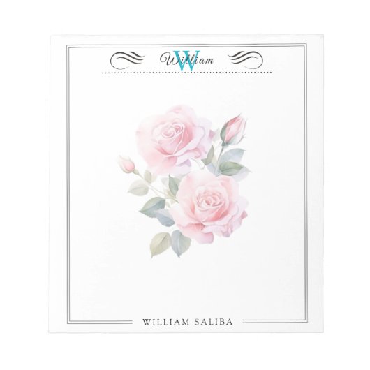 Aangepaste naam & Monogram 5,5" x 6" Notitieblok – (Voorkant)