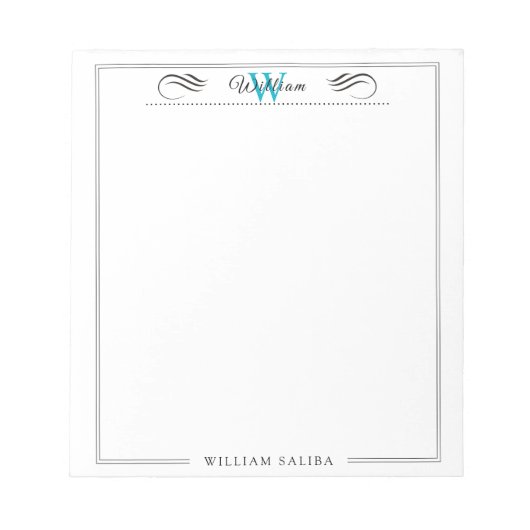 Aangepaste naam & Monogram 5,5" x 6" Notitieblok – (Voorkant)