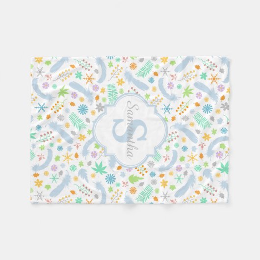 Aangepaste naam/Monogram Baby Girl Fleece Blanket (Voorkant (Horizontaal))