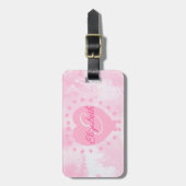 Aangepaste naam monogram beginletter Roze Hart Bagagelabel (Voorkant verticaal)