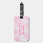 Aangepaste naam monogram beginletter Roze Hart Bagagelabel (Achterkant verticaal)