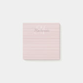 Aangepaste naam Monogram Blush Pink Stripes Post-it® Notes (Voorkant)