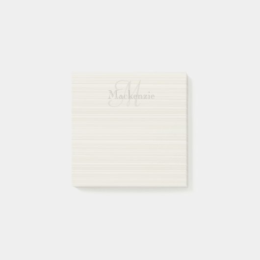 Aangepaste naam Monogram Champagne Witte Strepen Post-it® Notes (Voorkant)