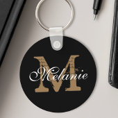 Aangepaste naam Monogram Classy Script Black Sleutelhanger