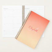 Aangepaste naam Monogram Coral Ombre Pastel Yellow Planner (Display)