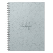 Aangepaste naam Monogram Elegant Marmer Dusty Blue Notitieboek (Voorkant)