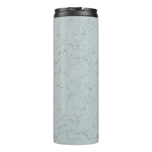 Aangepaste naam Monogram Elegant Marmer Dusty Blue Thermosbeker (Achterkant)