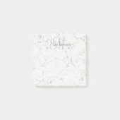 Aangepaste Naam Monogram Elegant Marmer Wit Grijs Post-it® Notes (Voorkant)
