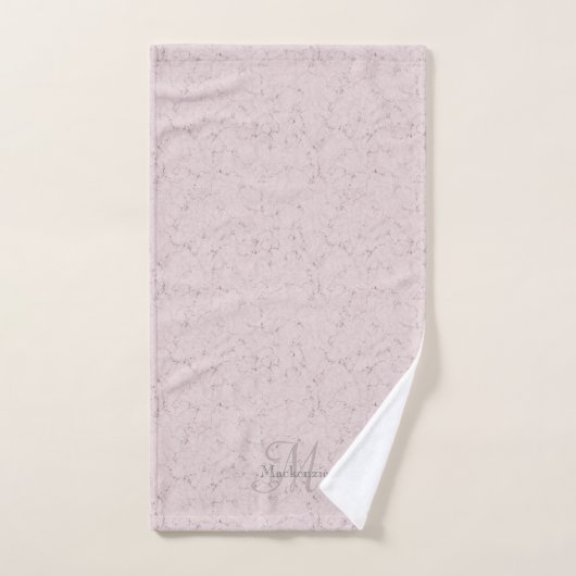 Aangepaste Naam Monogram Elegant Roze Grijs Marmer Bad Handdoek (Handdoek)