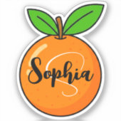 Aangepaste naam & monogram | Esthetische oranje le Sticker (Voorkant)