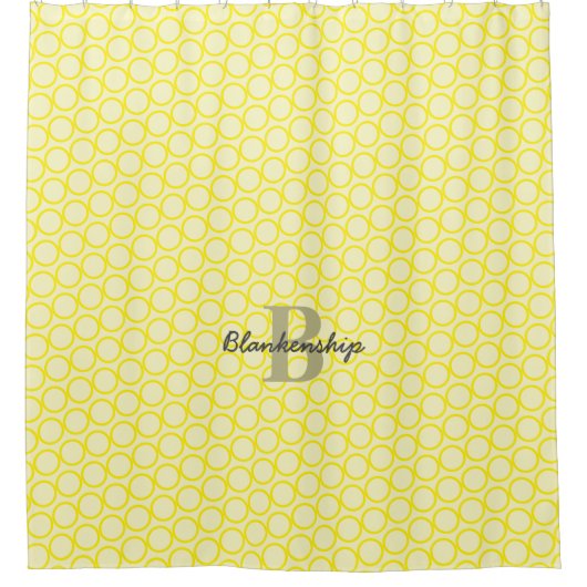 Aangepaste naam Monogram Geel Ring Patroon Douchegordijn (Voorkant)